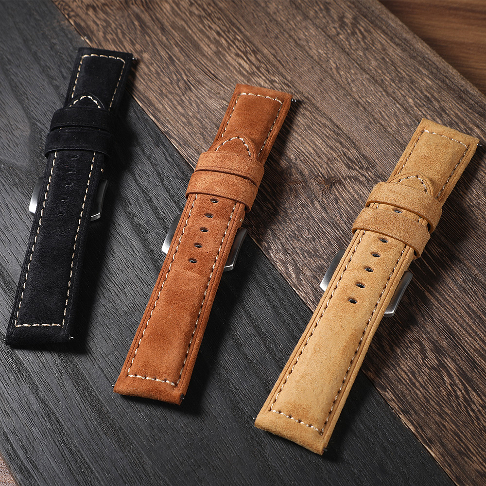 Suede Strap Watch - Genuine Suede Watch Strap 22mm 24mm