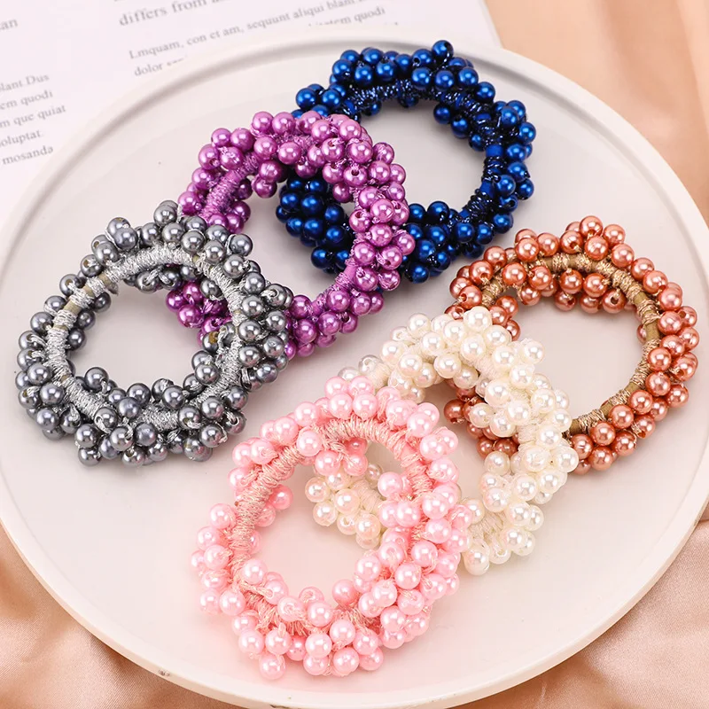 Woman Elegant Pearl Hair Ties  - огляд і ціна Silicone Band Women