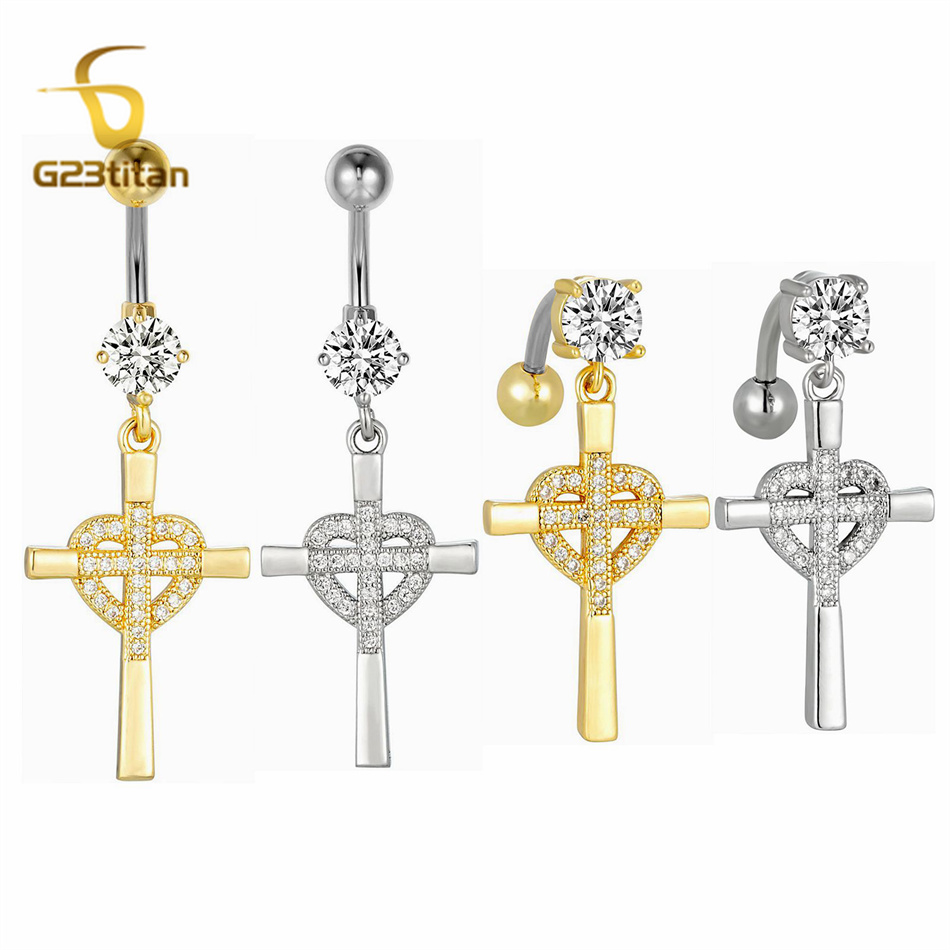 CZ Heart Cross Zircon Dangled  - огляд і ціна Curved Spring Bar