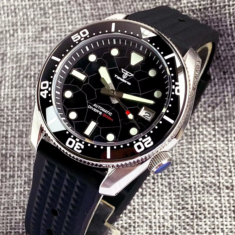 Tandorio 42.5mm Japan NH35A Au - огляд і ціна Rubber Strap Diver