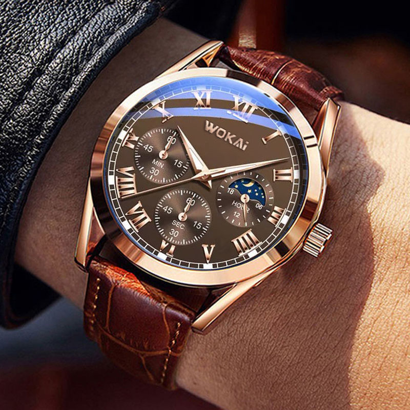 WOKAI Fashion Casual Business  - огляд і ціна Leather Watch Band Men
