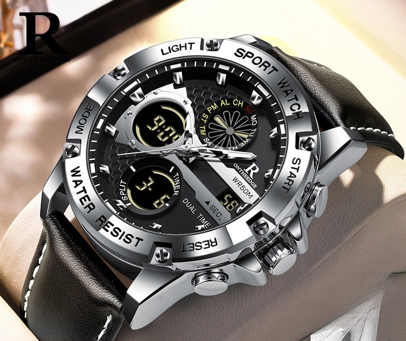 Fashion Men’s Big Face Quartz  - огляд і ціна Leather Watch Band Men
