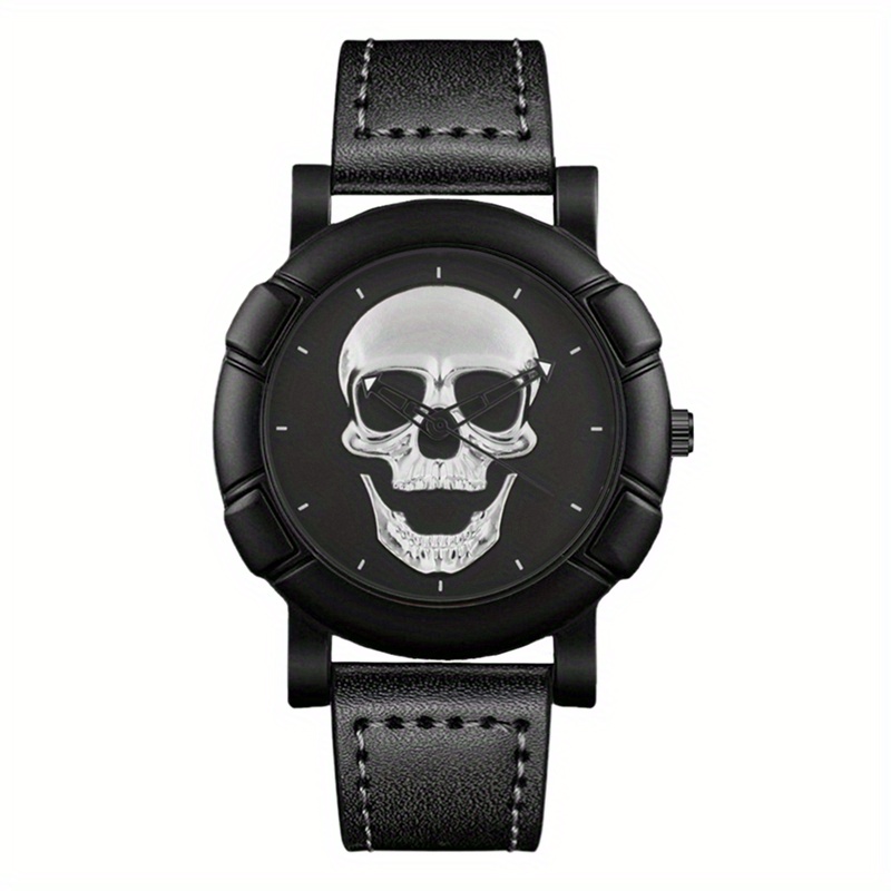 Skull Pattern Multi Display Po - огляд і ціна Leather Watch Band Men
