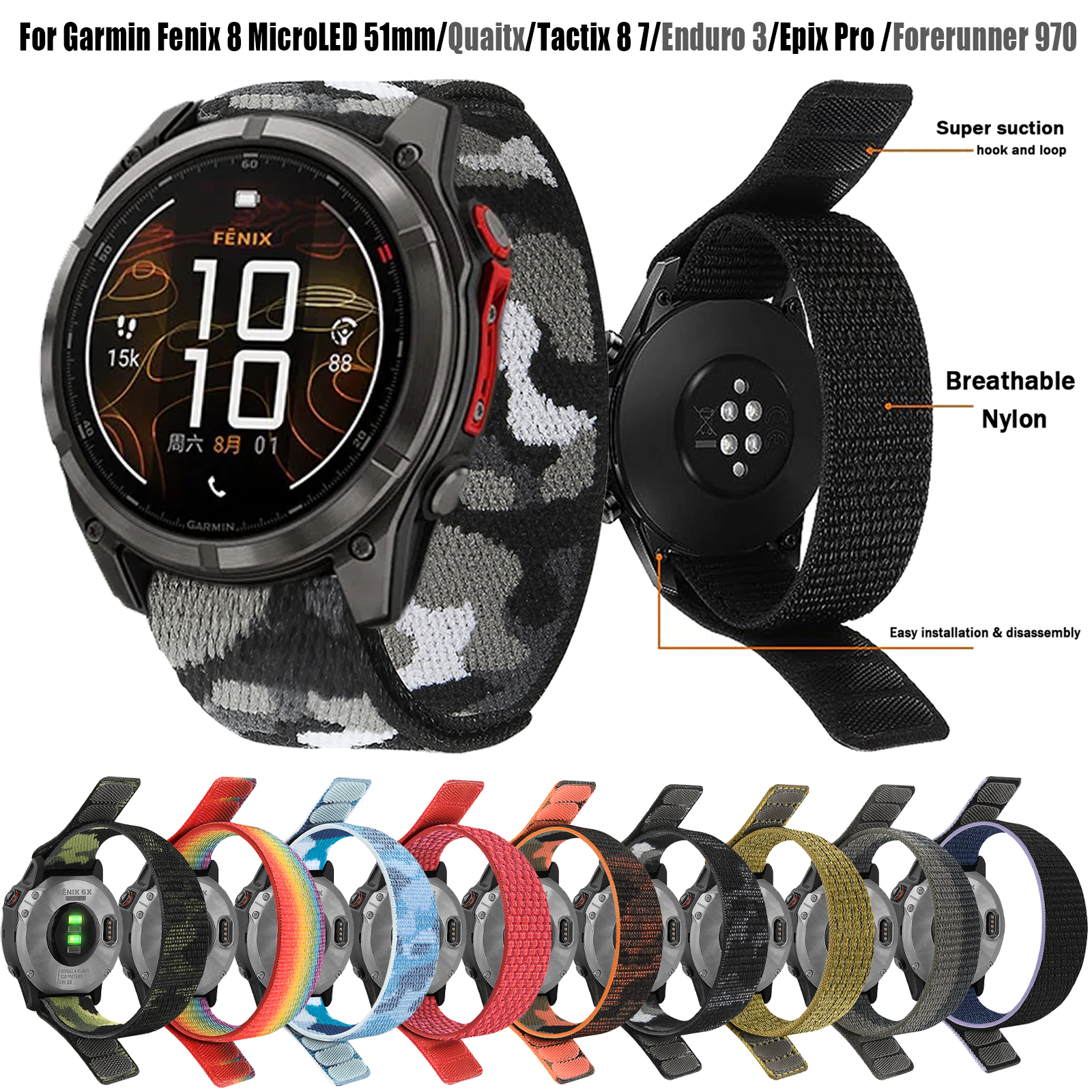 22mm 26mm Nylon QuickFit Strap - огляд і ціна Sport Loop Velcro
