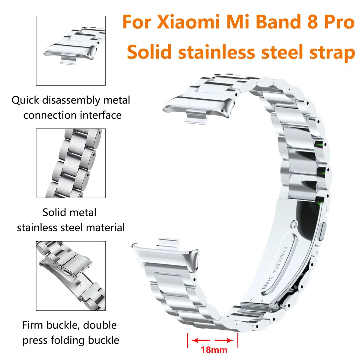 Suitable for Xiaomi band 8pro  - огляд і ціна Mesh Strap Metal