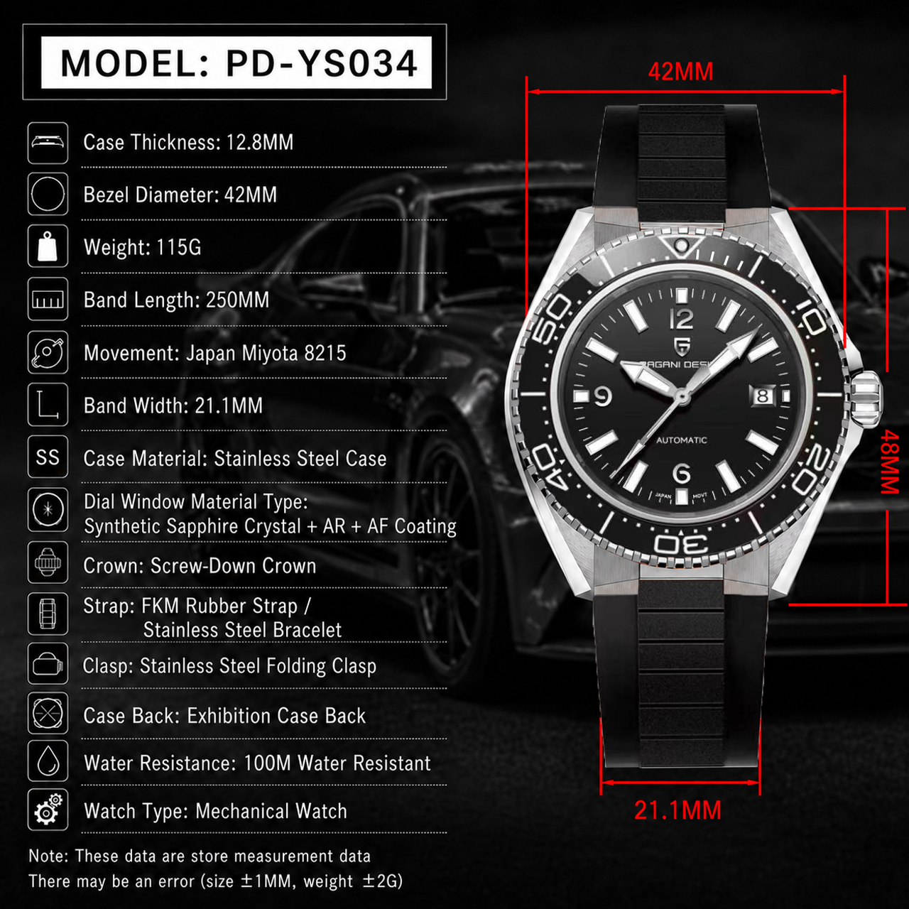 Pagani Design Luxury Men's Aut - огляд і ціна Rubber Strap Diver