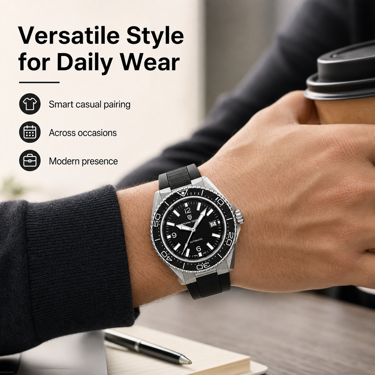 Pagani Design Luxury Men's Aut - огляд і ціна Rubber Strap Diver