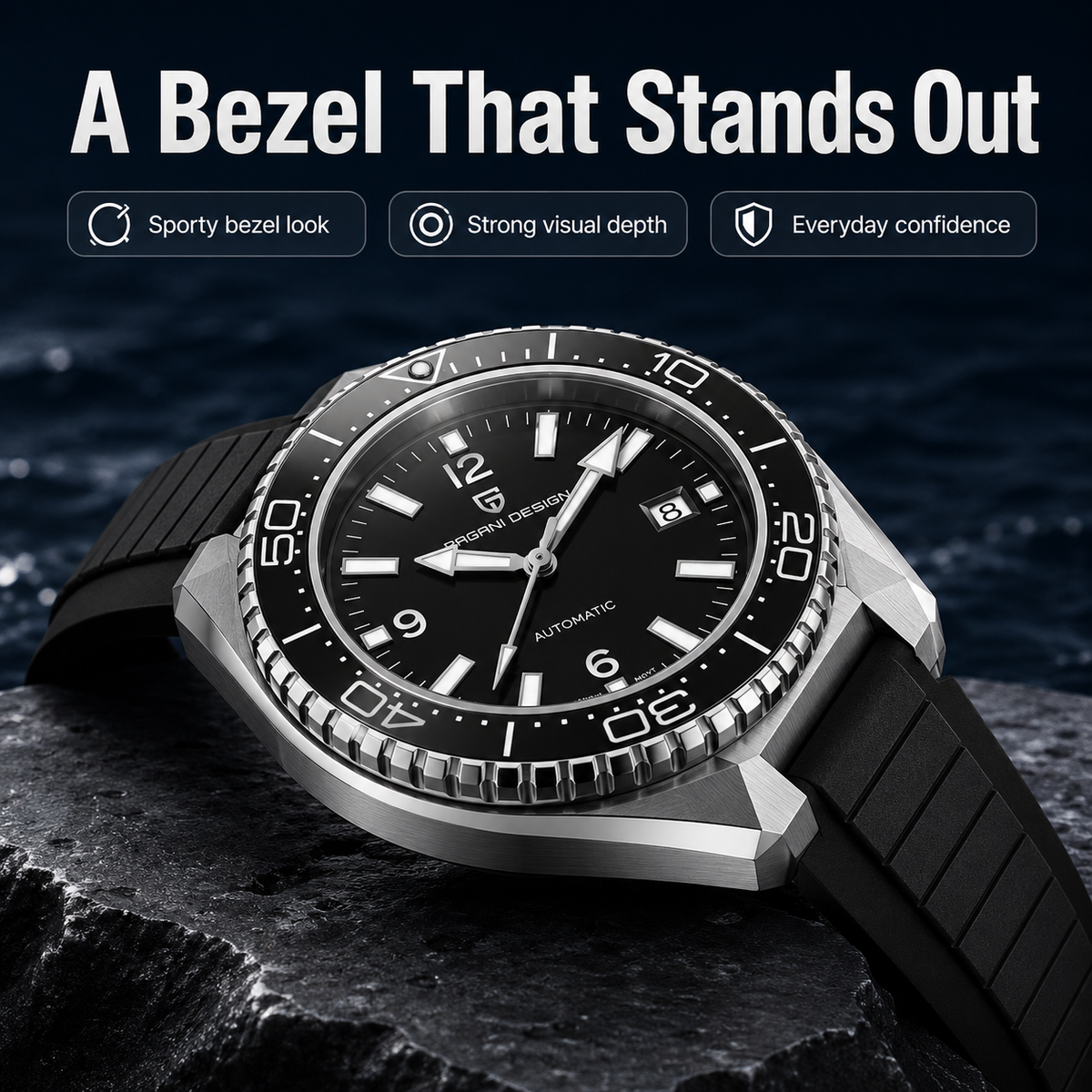 Pagani Design Luxury Men's Aut - огляд і ціна Rubber Strap Diver