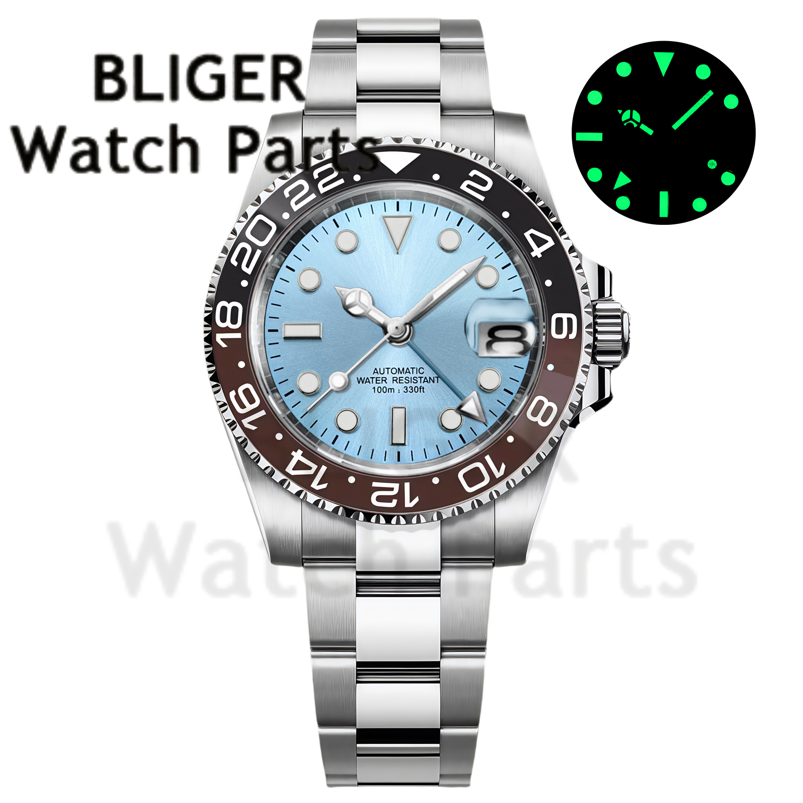 Custom Fashion GMT 40mm Men NH - огляд і ціна Stainless Bracelet Diver