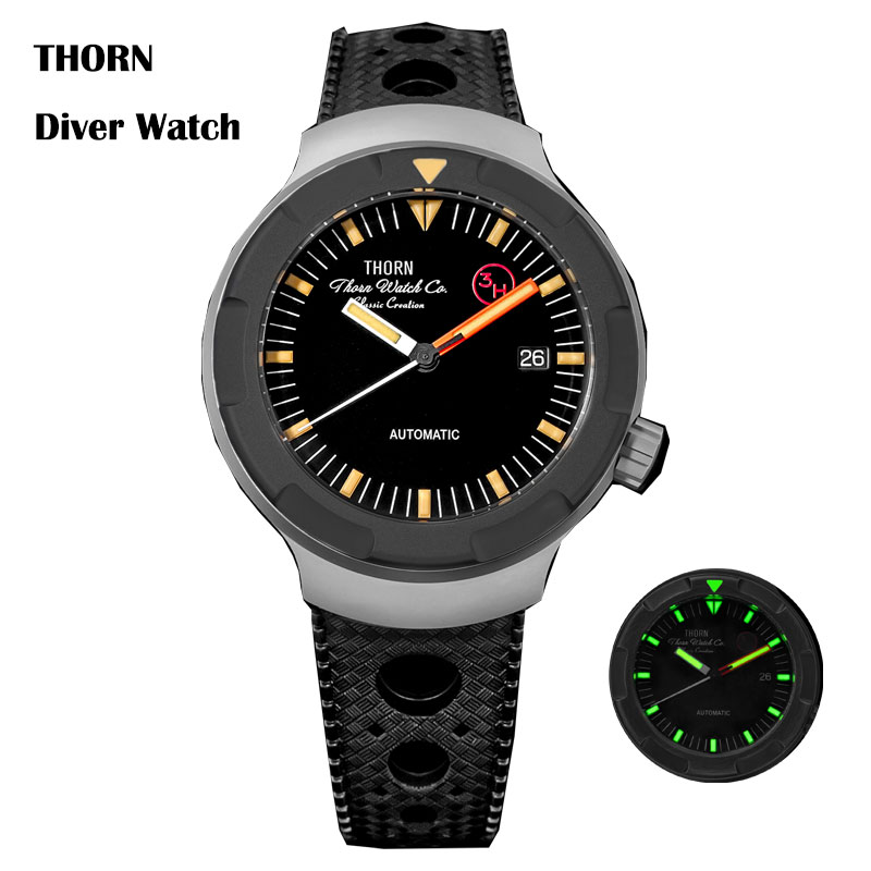 Thorn 42mm Men's Retro Titaniu - огляд і ціна Rubber Strap Diver